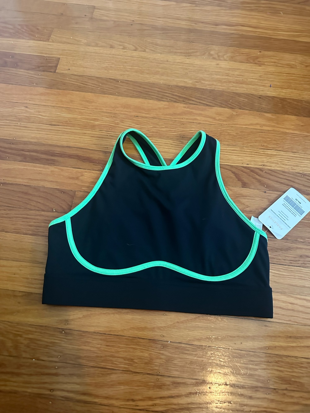 Fabletics Black Sports Bralette with Mint Trim